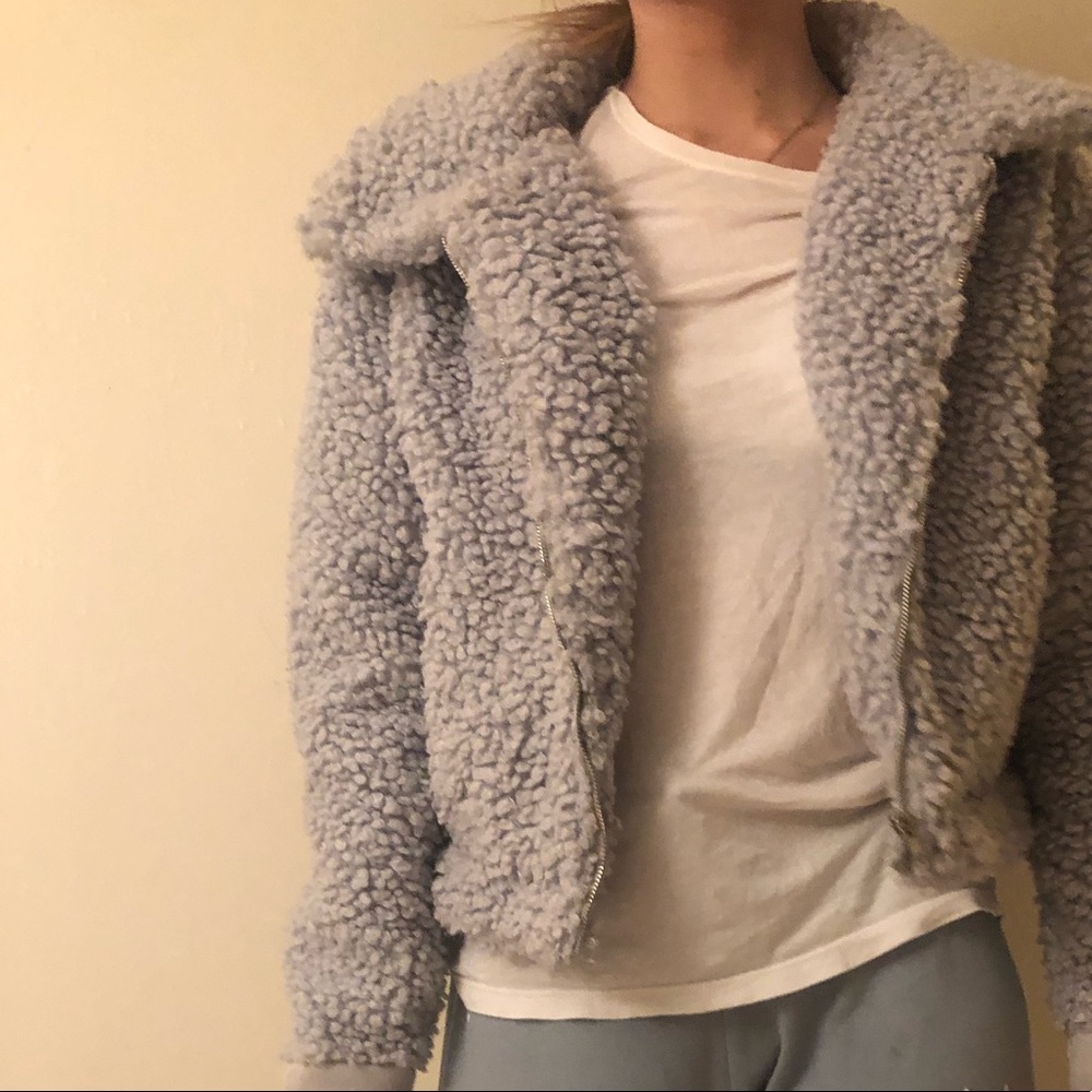 Blue fuzzy comfy coat